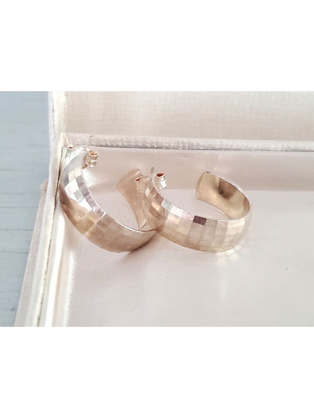 Vintage Milor Sterling Silver Semi Hoop Disco Ball Earrings